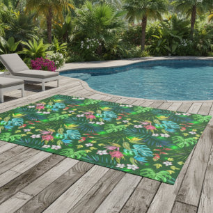 Tropical Green Monstera  Outdoor Rug