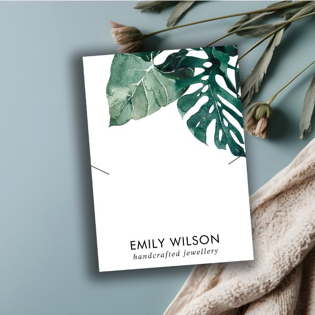 TROPICAL GREEN MOSTERA FAUNA NECKLACE DISPLAY  BUSINESS CARD (Creator Uploaded)