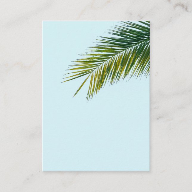 Tropical Green Palm Frond on Light Blue Enclosure Card (Front)