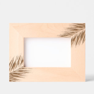 Tropical Green Palm Frond on Light Blue Engraved Frames