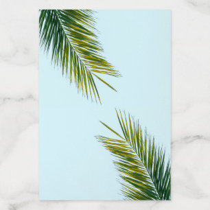 Tropical Green Palm Frond on Light Blue Envelope Liner