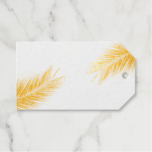Tropical Green Palm Frond on Light Blue Foil Gift Tags