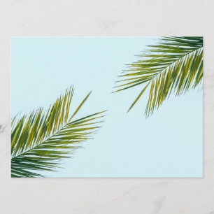 Tropical Green Palm Frond on Light Blue Menu