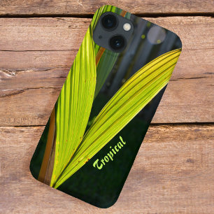 Tropical Green Palm Fronds personalized with Name iPhone 13 Case