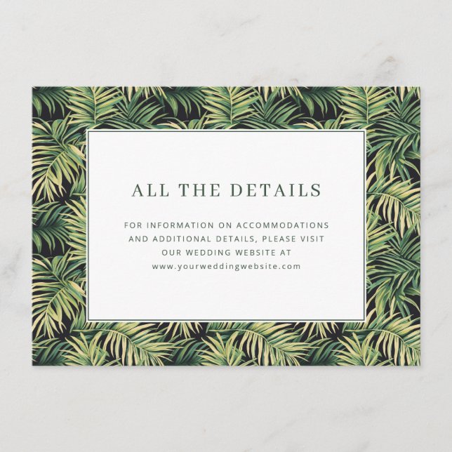 Tropical Green Palm Leaf Enclosure Card (Front)