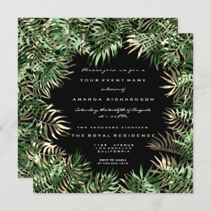 Tropical Green Palm Leaf Fern Woodland Greenery Invitation
