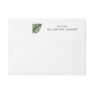 Tropical Green Palm Leaf Wedding Return Address Wrap Around Label