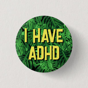Tropical Green Palm Leaves ADHD Button