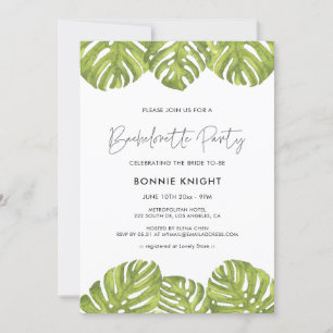 Tropical green palm leaves Bachelorette Party Invitation