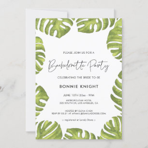 Tropical green palm leaves Bachelorette Party Invitation