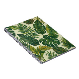 Tropical Green Palm Leaves Botanical Pattern Noteb Notebook