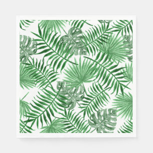 Tropical Green Palm Leaves Summer Art Pattern Paper Napkins