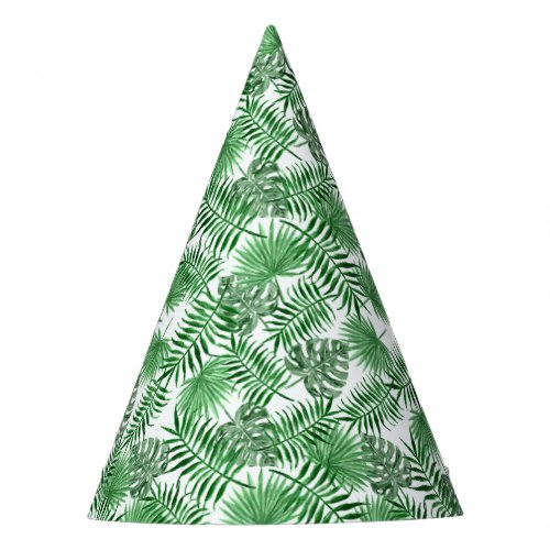 Tropical Green Palm Leaves Summer Art Pattern Party Hat