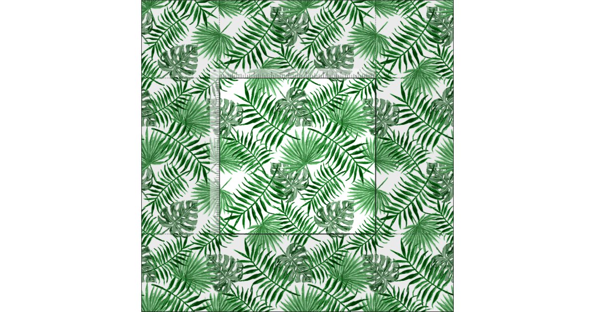 Tropical Green Palm Leaves Summer Pattern Fabric | Zazzle