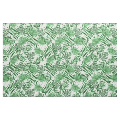 Tropical Green Palm Leaves Summer Pattern Fabric