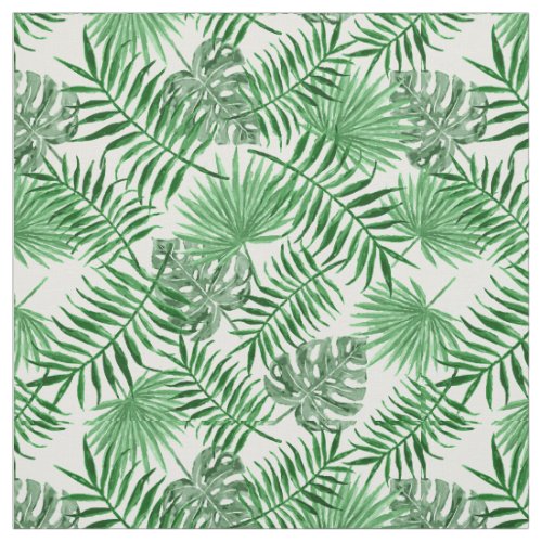 Tropical Green Palm Leaves Summer Pattern Fabric