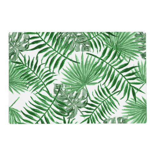 Tropical Green Palm Leaves Summer Watercolor Art Placemat