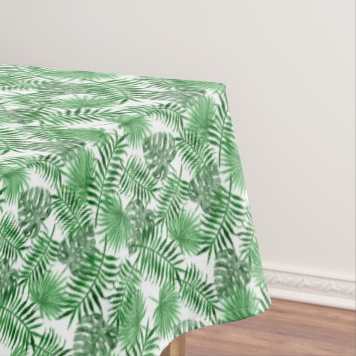 Tropical Green Palm Leaves Summer Watercolor Art Tablecloth