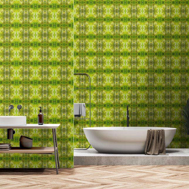 Tropical green palm leaves sunlight M-size pattern Wallpaper (Bathroom)