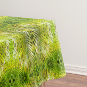 Tropical green palm leaves sunlight pattern tablecloth