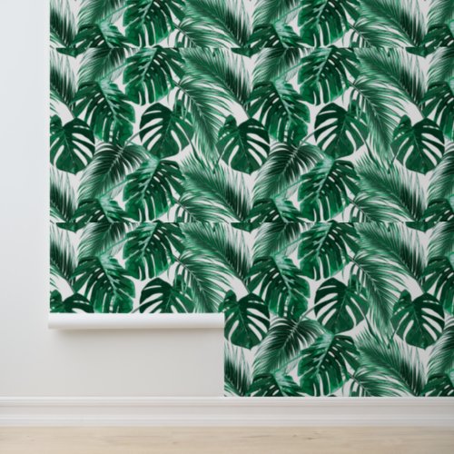Tropical Green Palm Leaves Wallpaper