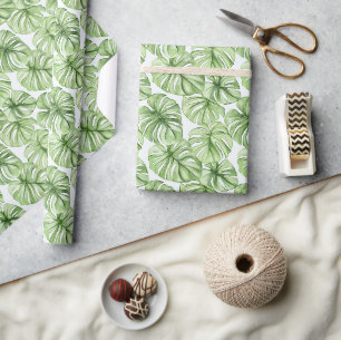 Tropical Green Palm Leaves Wrapping Paper