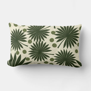 Tropical Green Palm Tree Art Lumbar Pillow