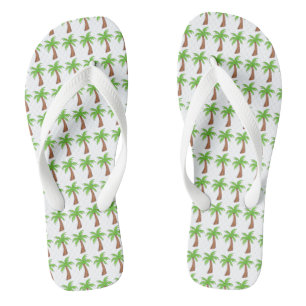 Tropical Green Palm Tree Beach Vacation Island Flip Flops