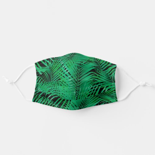 Tropical Green Palm Tree Fronds on Black Adult Cloth Face Mask