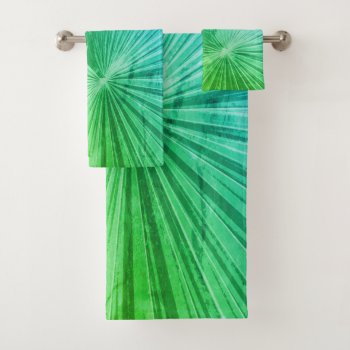 Tropical Green Palm Tree Leaf Photo Bath Towel Set by photoedit at Zazzle