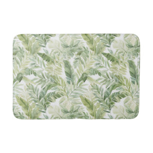Tropical Green Palm Tree Leaves Bath Mat