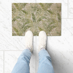 Tropical Green Palm Tree Leaves Fiber Doormat