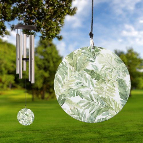 Tropical Green Palm Tree Leaves Wind Chime