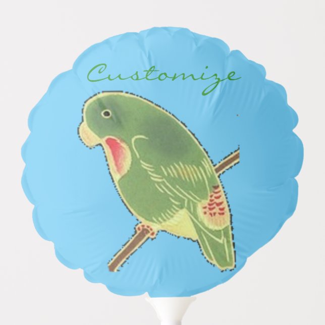 Tropical Green Parakeet Thunder_Cove Balloon (Front)