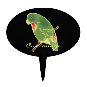 Tropical Green Parakeet Thunder_Cove Cake Topper