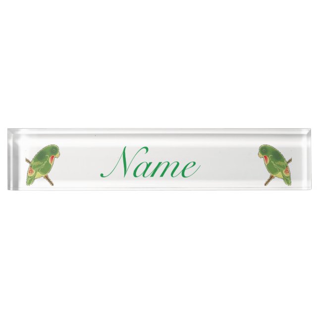 Tropical Green Parakeet Thunder_Cove Desk Name Plate (Front)