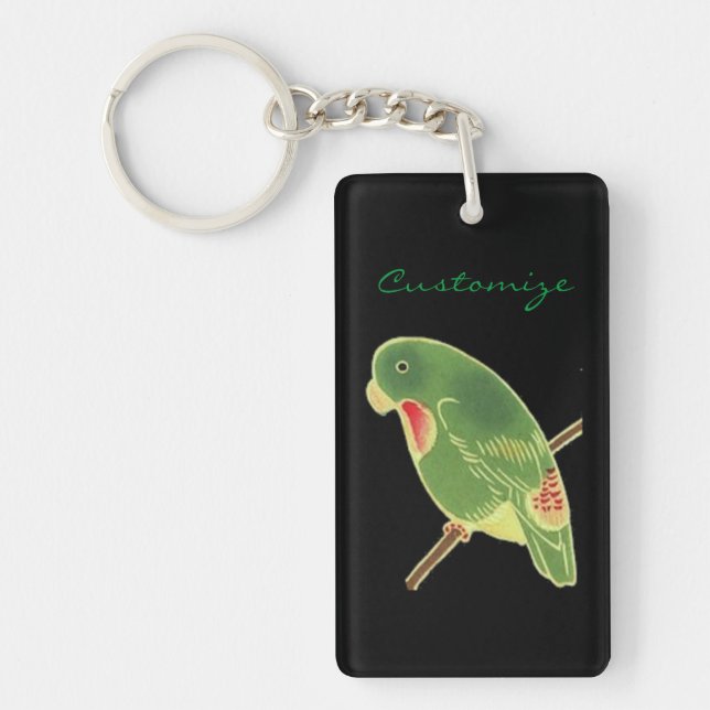 Tropical Green Parakeet Thunder_Cove Keychain (Front)