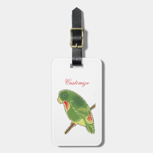 Tropical Green Parakeet Thunder_Cove Luggage Tag (Front Vertical)