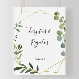 Tropical Green Spanish Tarjetas and Regalos Sign