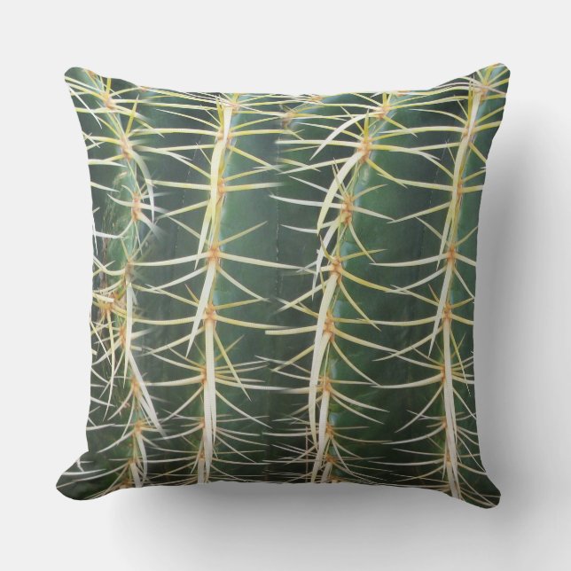 Tropical Green Sphere Cactus Photo Outdoor Pillow (Front)