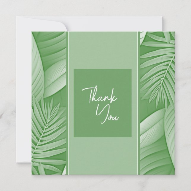 Tropical Green Theme Wedding Thank You Cards (Front)