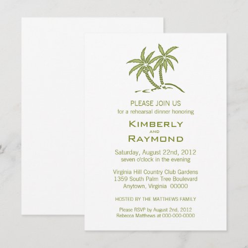 Twin Palm Trees Rehearsal Dinner Invitations