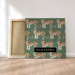 Tropical Green Watercolor Tigers Pattern With Name Canvas Print<br><div class="desc">"Indulge in the wild elegance of nature with our Tropical Green Watercolor Tigers Pattern. Each item featuring this captivating design encapsulates the vibrant spirit of the jungle, blending lush greenery with the majestic presence of tigers. Whether adorning your daily essentials or enhancing your home decor, our collection offers a harmonious...</div>