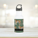 Tropical Green Watercolor Tigers Pattern With Name Stainless Steel Water Bottle<br><div class="desc">"Indulge in the wild elegance of nature with our Tropical Green Watercolor Tigers Pattern. Each item featuring this captivating design encapsulates the vibrant spirit of the jungle, blending lush greenery with the majestic presence of tigers. Whether adorning your daily essentials or enhancing your home decor, our collection offers a harmonious...</div>