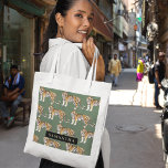 Tropical Green Watercolor Tigers Pattern With Name Tote Bag<br><div class="desc">"Indulge in the wild elegance of nature with our Tropical Green Watercolor Tigers Pattern. Each item featuring this captivating design encapsulates the vibrant spirit of the jungle, blending lush greenery with the majestic presence of tigers. Whether adorning your daily essentials or enhancing your home decor, our collection offers a harmonious...</div>