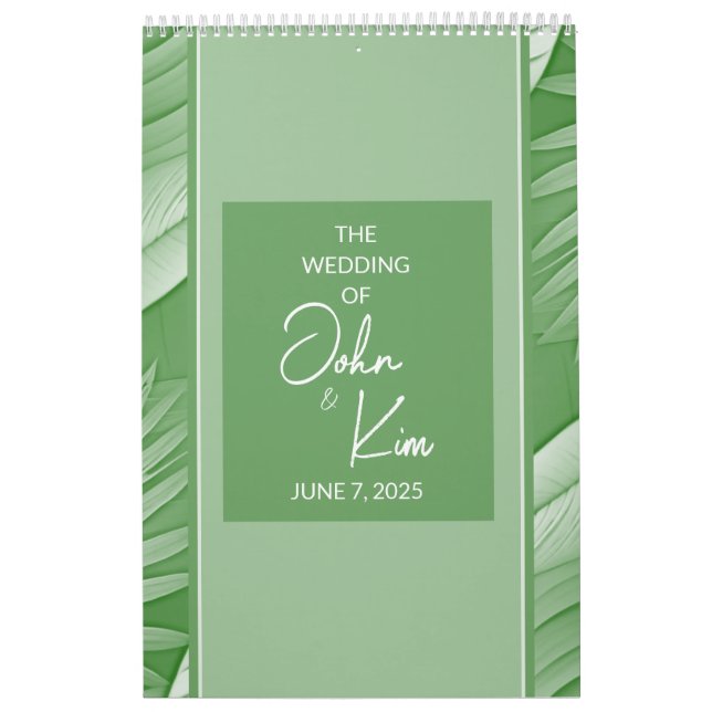 Tropical Green Wedding Calendar Planner (Cover)
