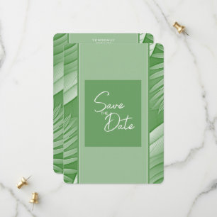 Tropical Green Wedding Save The Date QR Code Photo