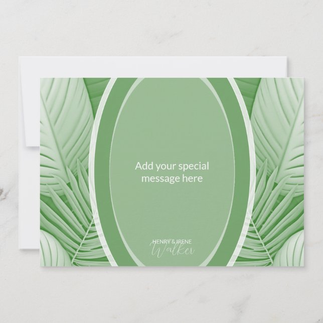 Tropical Green Wedding Thank You Card (Back)