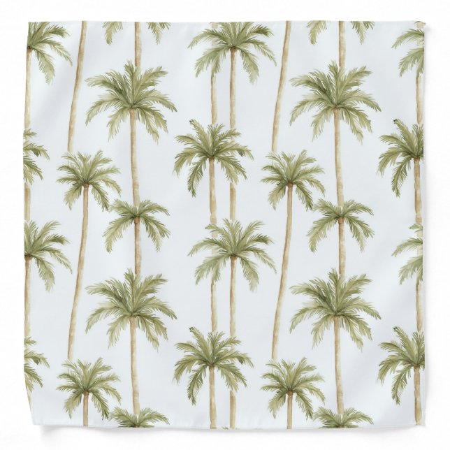 Tropical Green White Palm Trees   Bandana (Front)