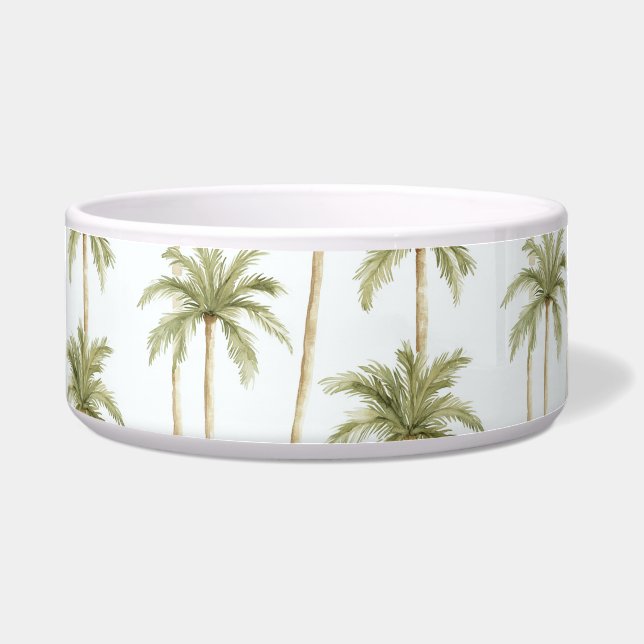 Tropical Green White Palm Trees Bowl (Front)